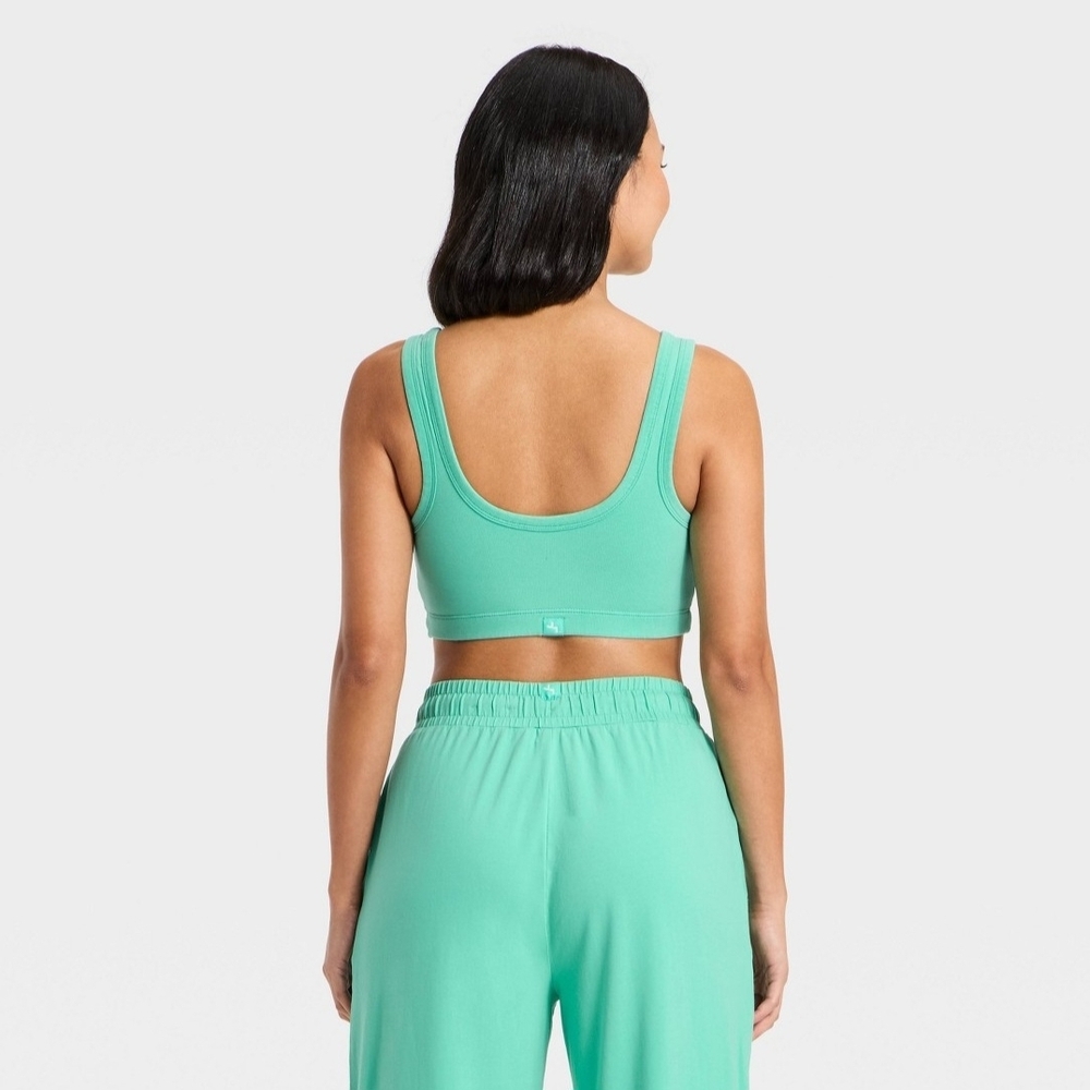Joylab Women's Washed Jersey Sports Bra - Turquoise Green - Picture 2 of 3